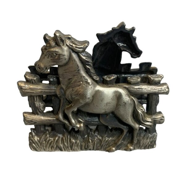 MT Accents Antique Napkin Holder Tin Heavy Horse 2.75 in Length x 2.5 in Tall V - Picture 2 of 4